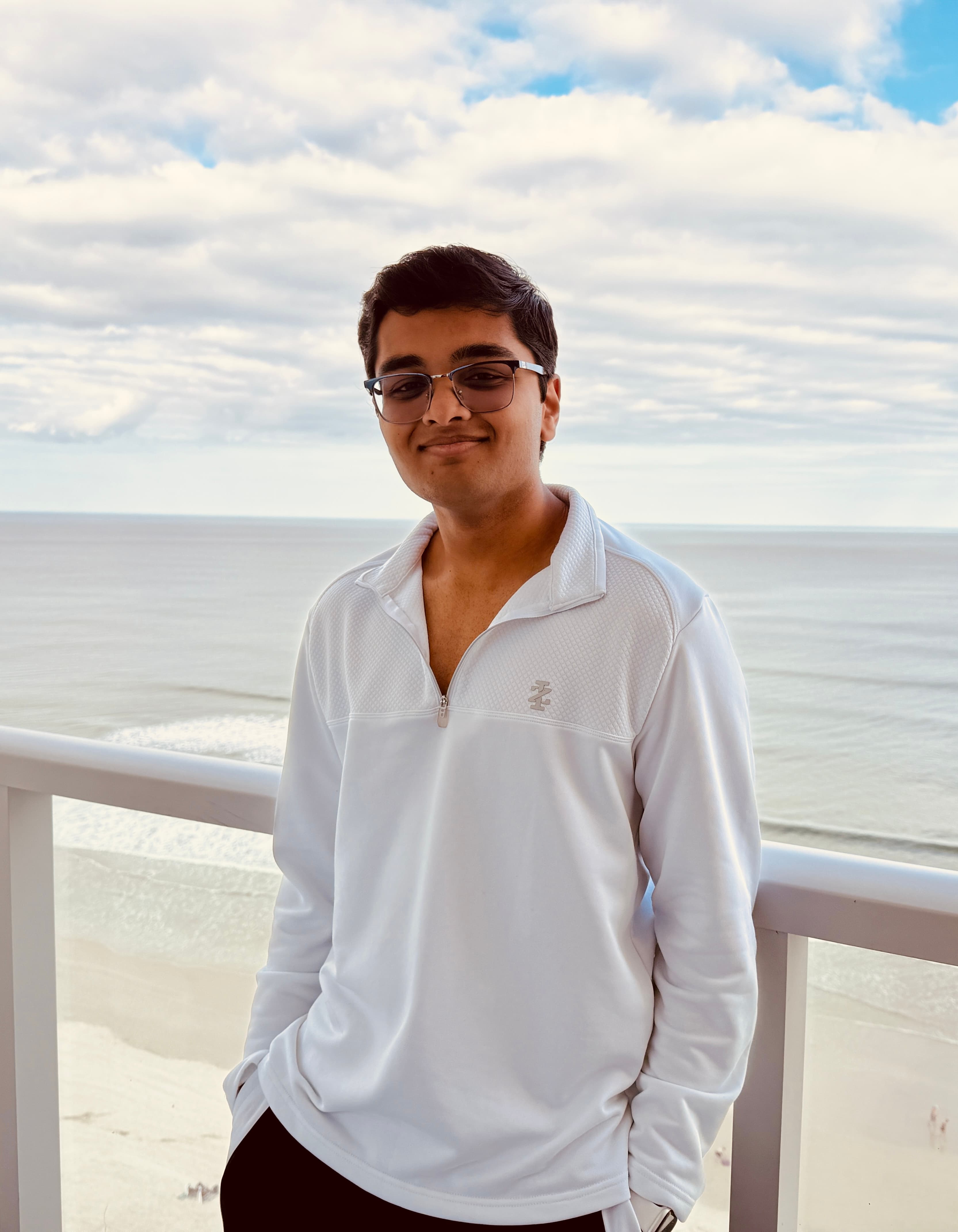 Balcony portrait looking at camera